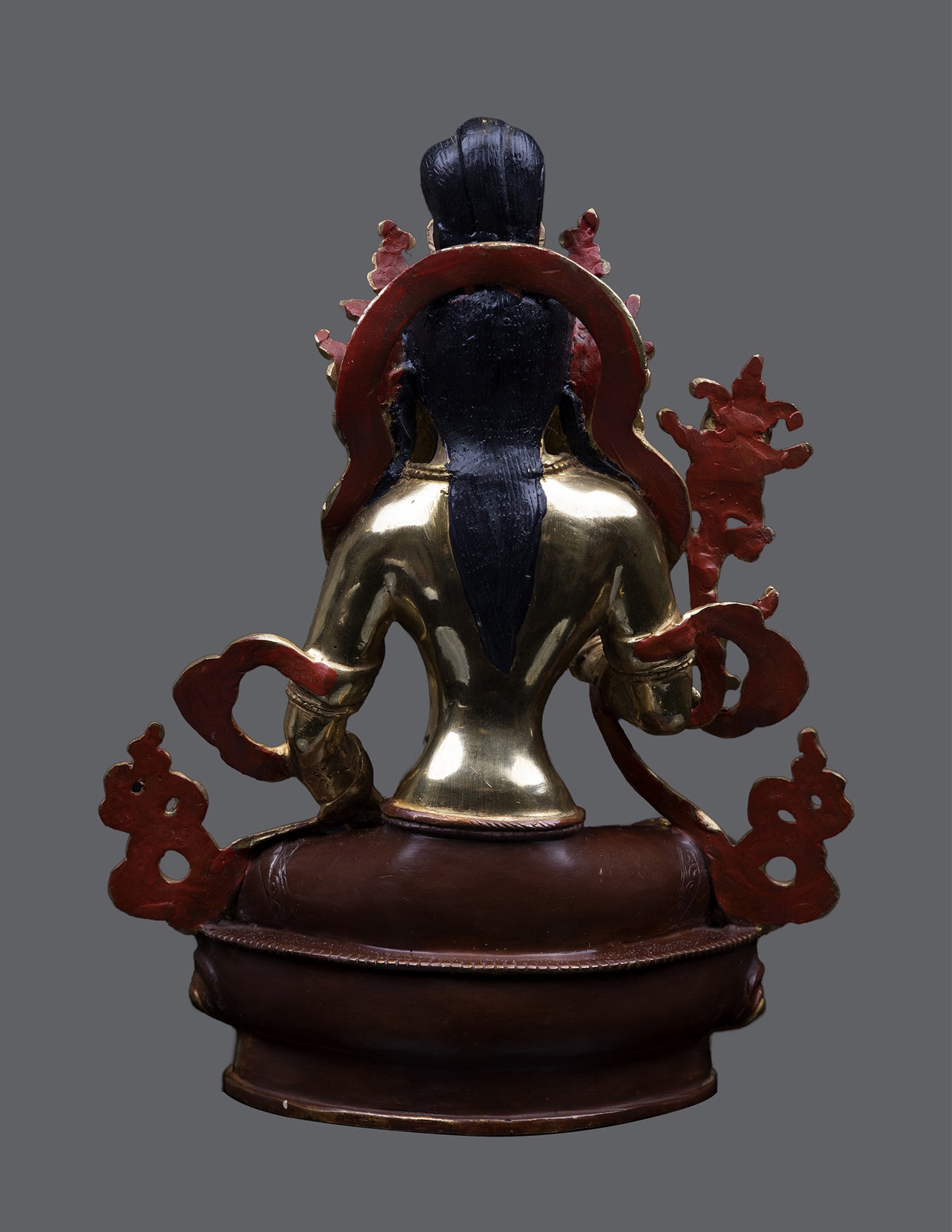 Tibetan Buddhism 24K Gold Face Sherab Chamma Hand Craved Copper Statue Sculpture Figure Nepal free