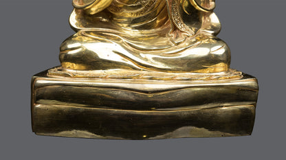 Tibetan Buddhism spiritual leader Sakya Pandita Kunga Gyaltsen Gold Plated Copper Statue Sculpture Figure Nepal free