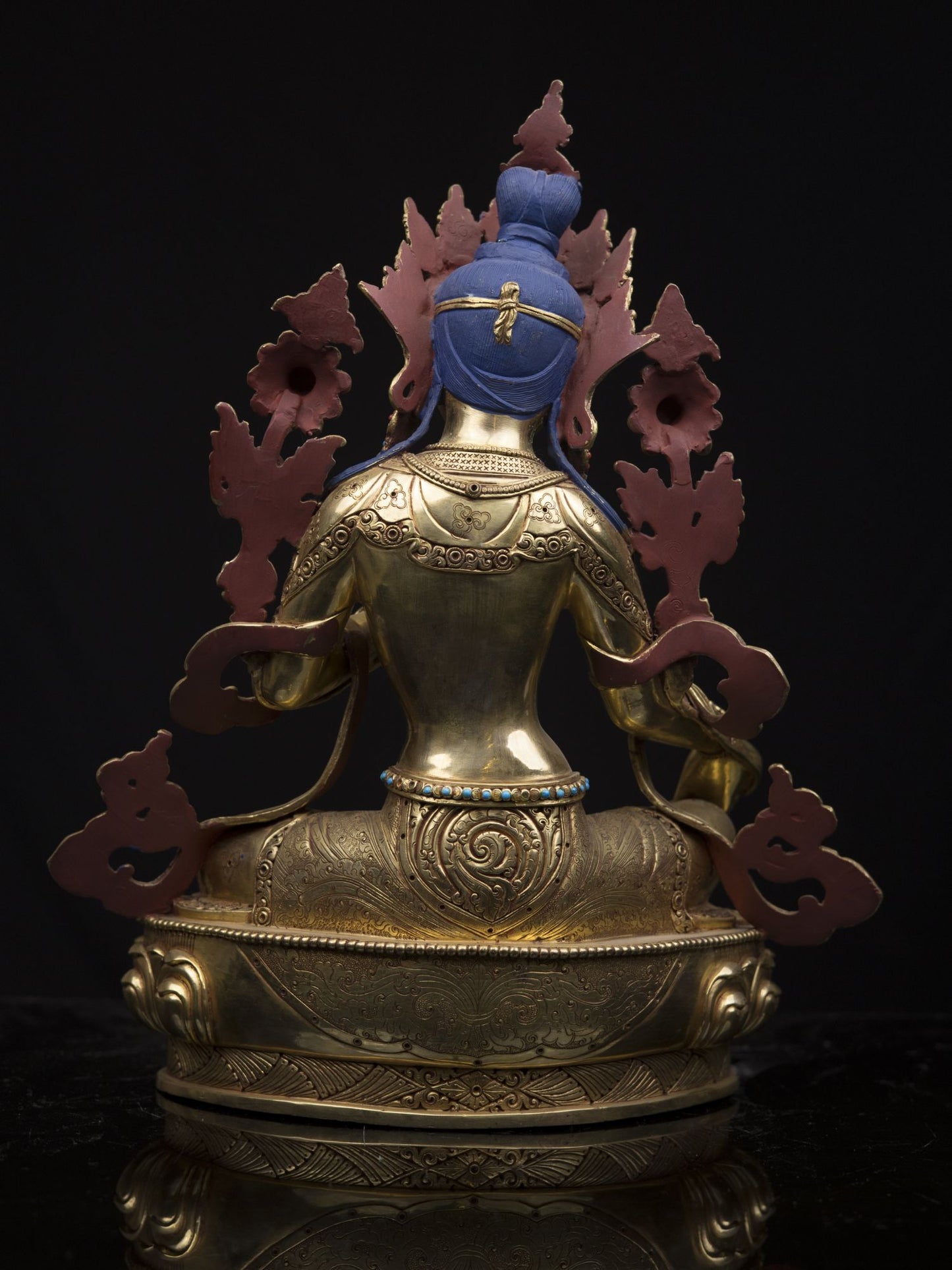 Tibetan Goddess Green Tara Rupa Pure Copper Real Stone Turquoise Sculpture Figure Nepal free