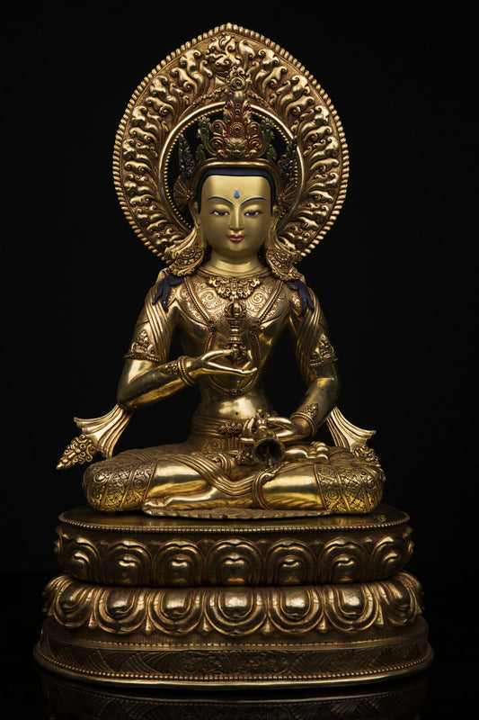 24K Gold Face Hand Painting Lord Vajra Sattva Gold Plated Fine Copper Statue Sculpture Figure Nepal free