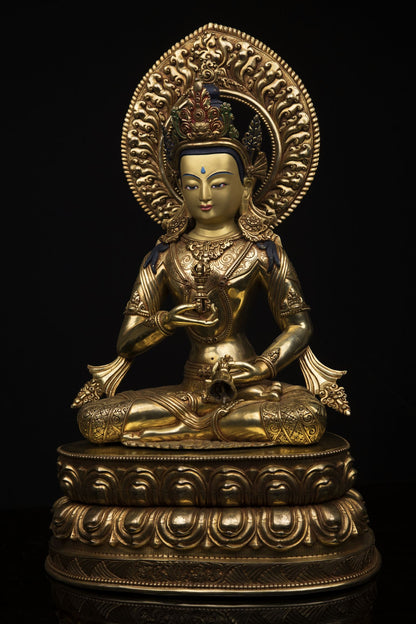 24K Gold Face Hand Painting Lord Vajra Sattva Gold Plated Fine Copper Statue Sculpture Figure Nepal free