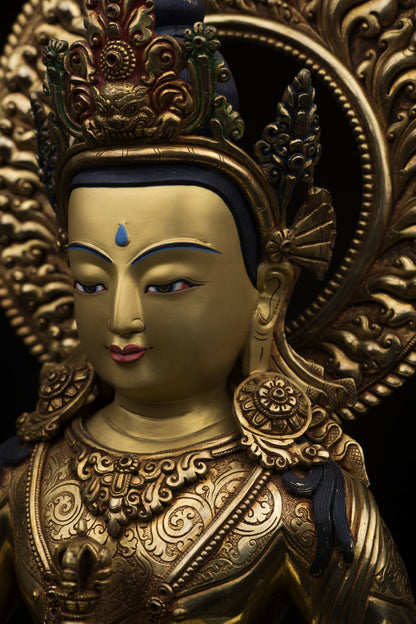 24K Gold Face Hand Painting Lord Vajra Sattva Gold Plated Fine Copper Statue Sculpture Figure Nepal free