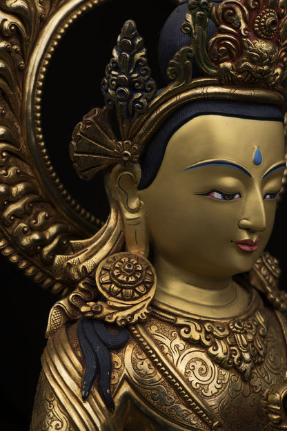 24K Gold Face Hand Painting Lord Vajra Sattva Gold Plated Fine Copper Statue Sculpture Figure Nepal free