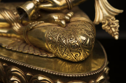 24K Gold Face Hand Painting Lord Vajra Sattva Gold Plated Fine Copper Statue Sculpture Figure Nepal free