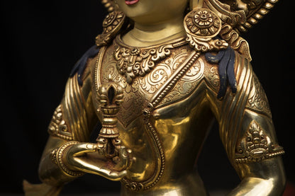 24K Gold Face Hand Painting Lord Vajra Sattva Gold Plated Fine Copper Statue Sculpture Figure Nepal free