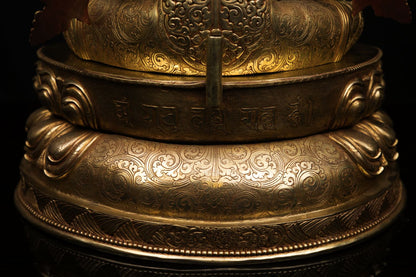 24K Gold Face Hand Painting Lord Vajra Sattva Gold Plated Fine Copper Statue Sculpture Figure Nepal free