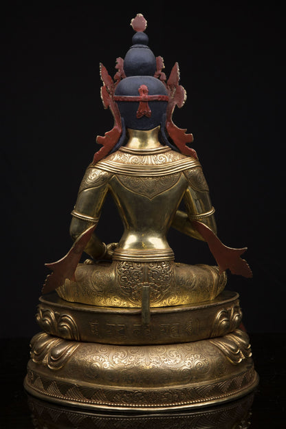 24K Gold Face Hand Painting Lord Vajra Sattva Gold Plated Fine Copper Statue Sculpture Figure Nepal free