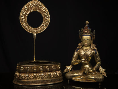 24K Gold Face Hand Painting Lord Vajra Sattva Gold Plated Fine Copper Statue Sculpture Figure Nepal free