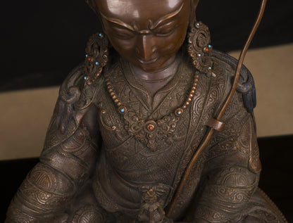 Tibetan Buddhism Guru Rinpoche(Padmasambhava) Oxide Copper Statue Sculpture Figure Nepal free