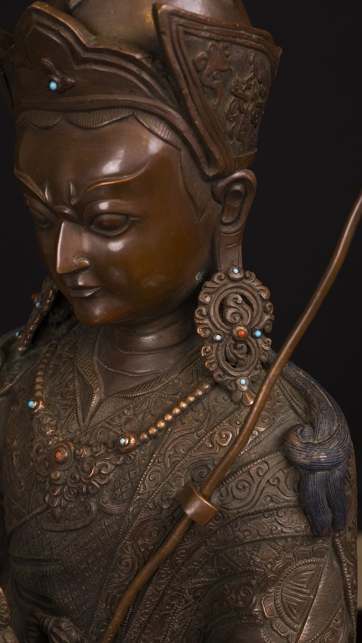Tibetan Buddhism Guru Rinpoche(Padmasambhava) Oxide Copper Statue Sculpture Figure Nepal free