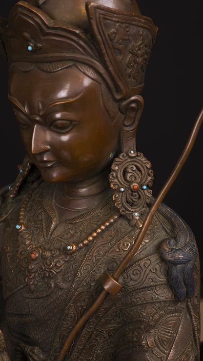 Tibetan Buddhism Guru Rinpoche(Padmasambhava) Oxide Copper Statue Sculpture Figure Nepal free