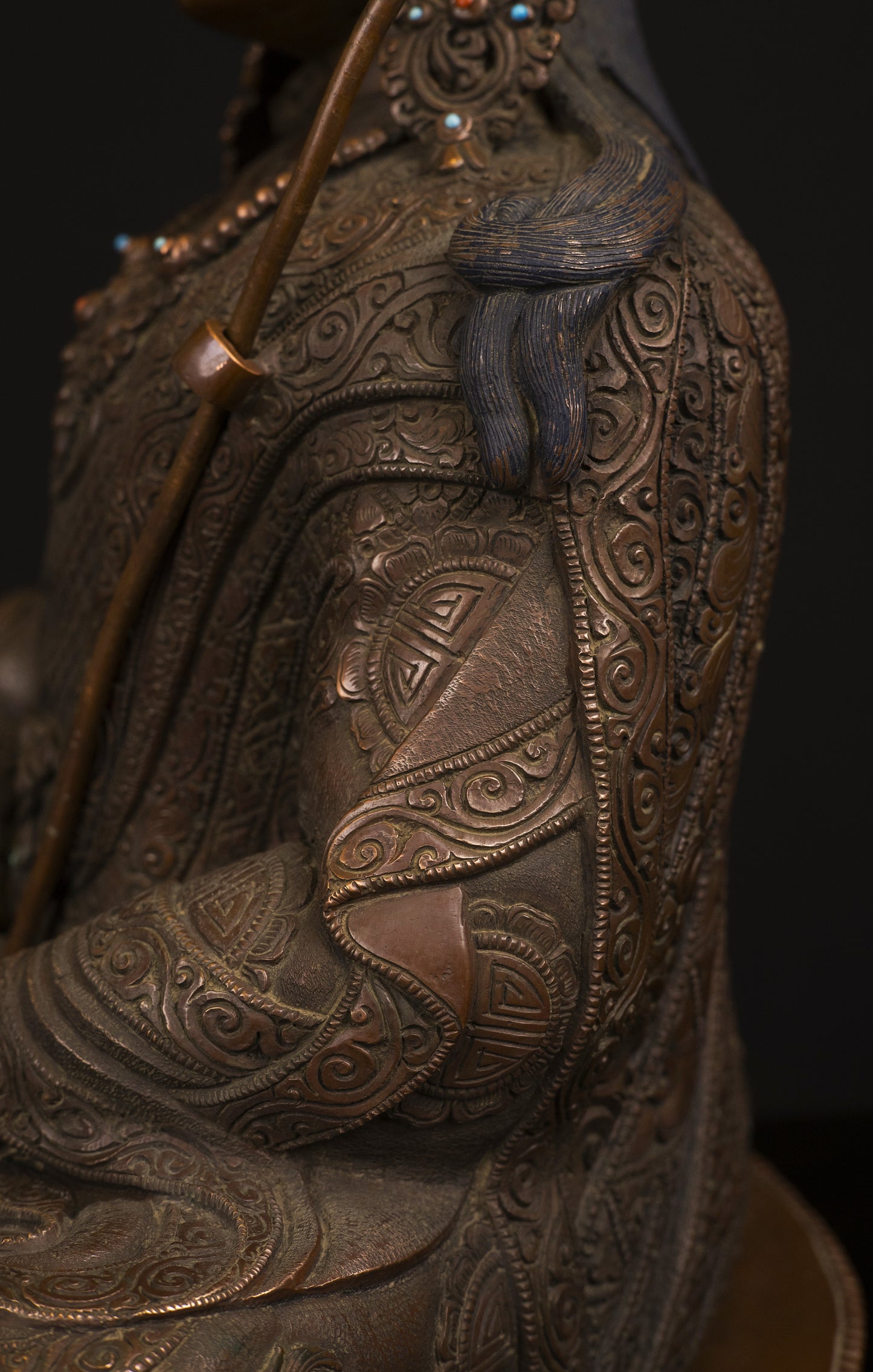 Tibetan Buddhism Guru Rinpoche(Padmasambhava) Oxide Copper Statue Sculpture Figure Nepal free