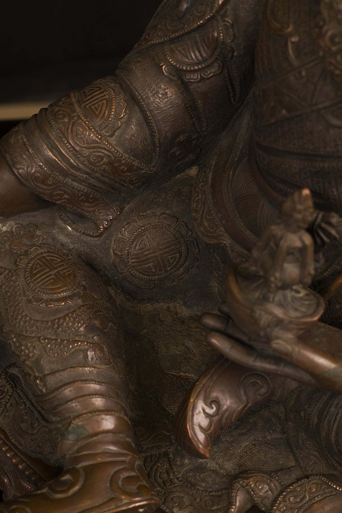 Tibetan Buddhism Guru Rinpoche(Padmasambhava) Oxide Copper Statue Sculpture Figure Nepal free