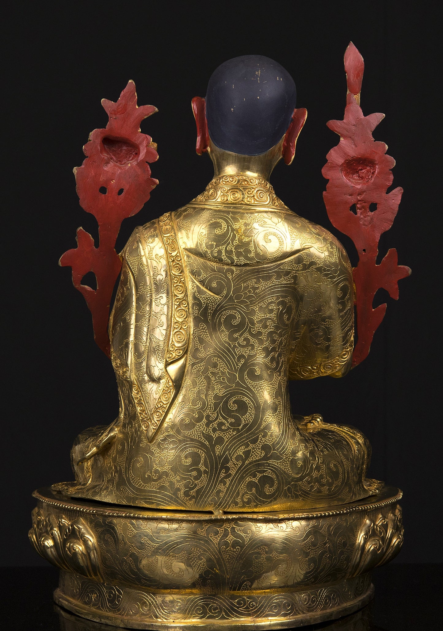 Tibetan Buddhism Set of Tsongkhapa Buddha Gold Face Hand Painting Copper Gold Plated Statue Sculpture Figure free