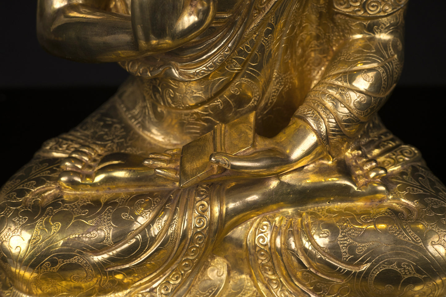 Tibetan Buddhism Set of Tsongkhapa Buddha Gold Face Hand Painting Copper Gold Plated Statue Sculpture Figure free