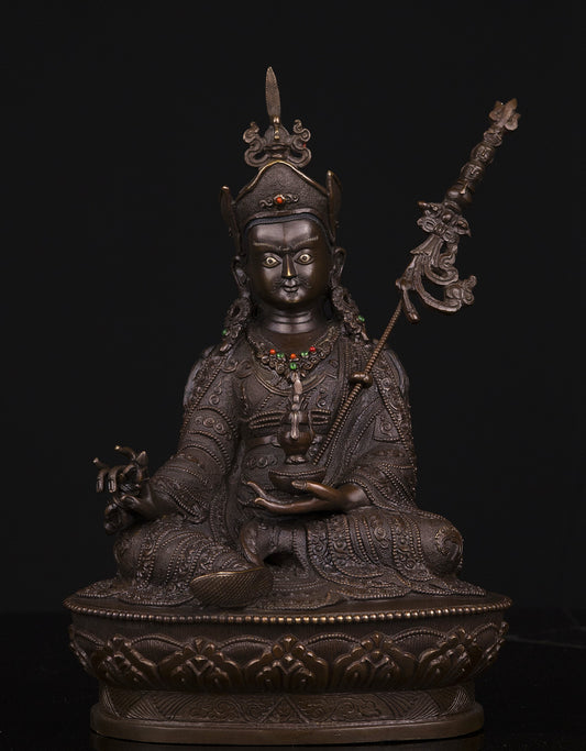 Tibetan Buddhism Guru Rinpoche(Padmasambhava) Copper Oxide Statue Figure Sculpture Nepal free