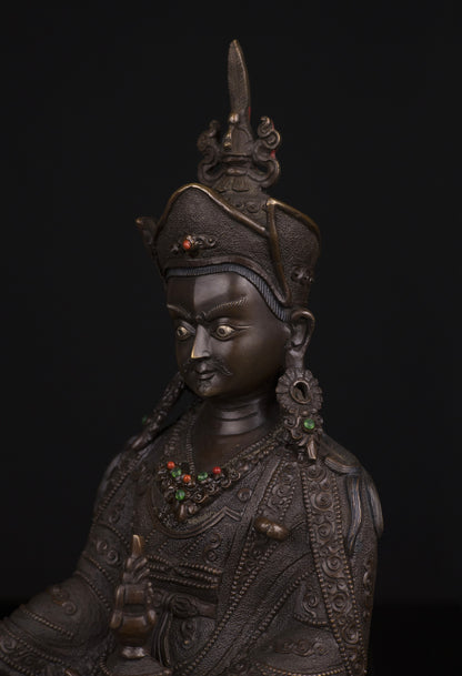 Tibetan Buddhism Guru Rinpoche(Padmasambhava) Copper Oxide Statue Figure Sculpture Nepal free