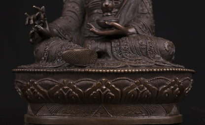 Tibetan Buddhism Guru Rinpoche(Padmasambhava) Copper Oxide Statue Figure Sculpture Nepal free