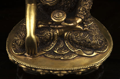 Tibetan Buddhism Gold Face Hand Paint Lord Shakyamuni Buddha Hand Carved Copper Statue Sculpture Figure Nepal free