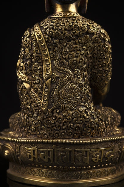 Tibetan Buddhism Gold Face Hand Paint Lord Shakyamuni Buddha Hand Carved Copper Statue Sculpture Figure Nepal free