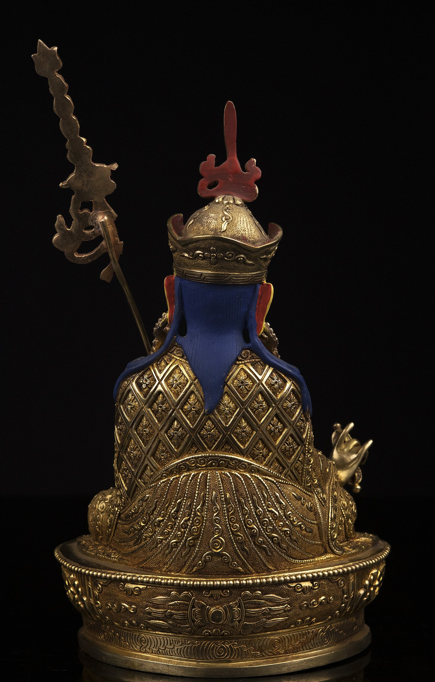 Tibetan Buddhism Guru Rinpoche Padmasambhava Gold Plated Statue Sculpture Figure Nepal free