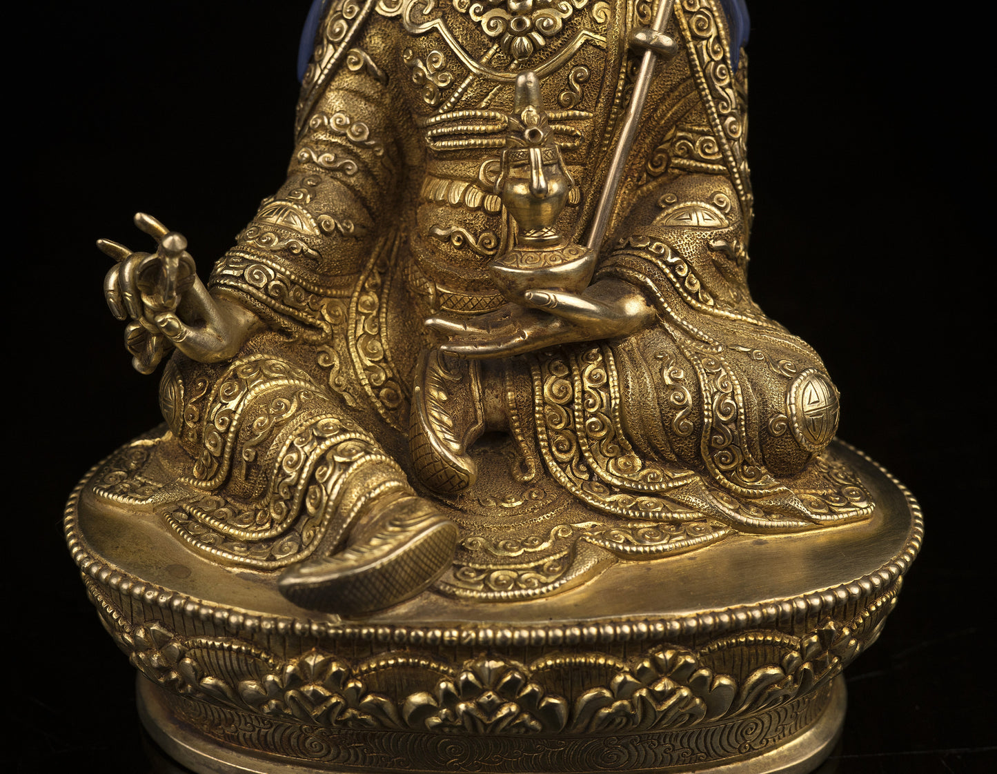 Tibetan Buddhism Guru Rinpoche Padmasambhava Gold Plated Statue Sculpture Figure Nepal free