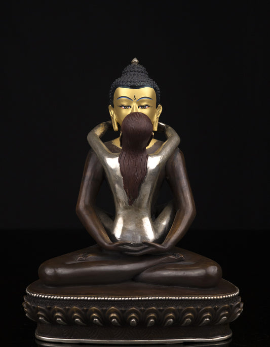 Tibetan Buddhism Gold Face Hand Painting Lord Samanta Bhadra Buddha Shakti Oxide Copper Statue Sculpture Figure Nepal free
