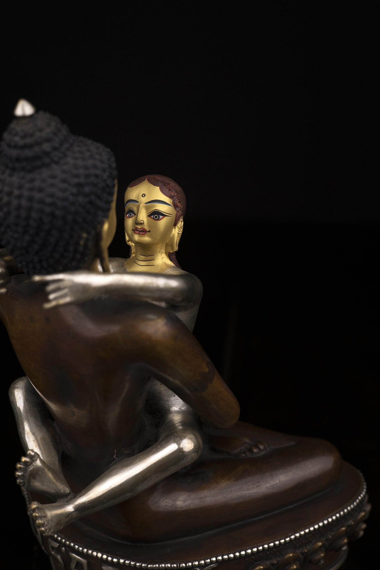 Tibetan Buddhism Gold Face Hand Painting Lord Samanta Bhadra Buddha Shakti Oxide Copper Statue Sculpture Figure Nepal free