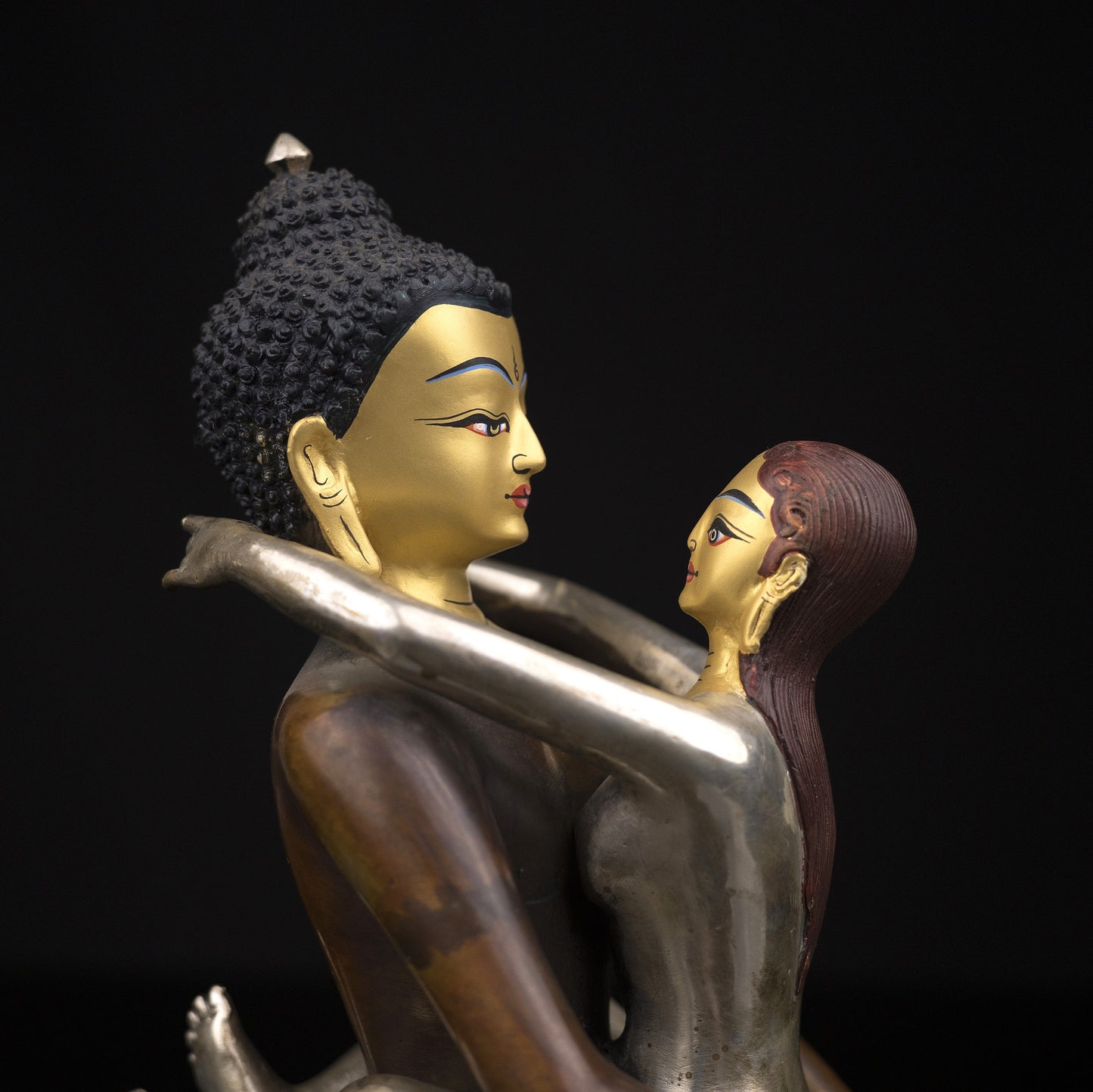 Tibetan Buddhism Gold Face Hand Painting Lord Samanta Bhadra Buddha Shakti Oxide Copper Statue Sculpture Figure Nepal free