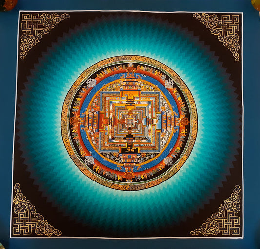 Tibetan Buddhism Ritual Rainbow Kalachakra Mandala Handmade Canvas Cloth Hand Painting Thangka Nepal free