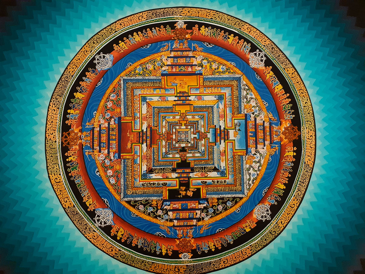 Tibetan Buddhism Ritual Rainbow Kalachakra Mandala Handmade Canvas Cloth Hand Painting Thangka Nepal free