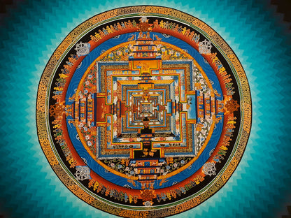 Tibetan Buddhism Ritual Rainbow Kalachakra Mandala Handmade Canvas Cloth Hand Painting Thangka Nepal free