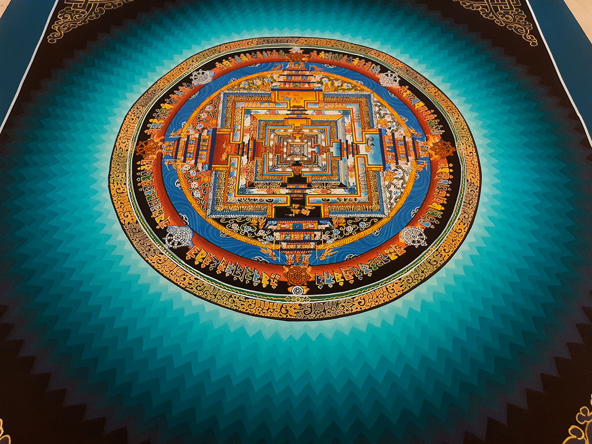 Tibetan Buddhism Ritual Rainbow Kalachakra Mandala Handmade Canvas Cloth Hand Painting Thangka Nepal free