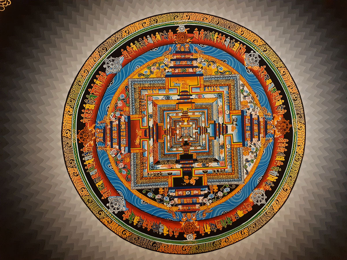 Tibetan Buddhism Ritual Kalachakra Mandala Rainbow Canvas Cloth Thangka Hand Painting Art Nepal free