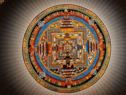 Tibetan Buddhism Ritual Kalachakra Mandala Rainbow Canvas Cloth Thangka Hand Painting Art Nepal free
