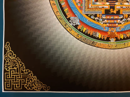 Tibetan Buddhism Ritual Kalachakra Mandala Rainbow Canvas Cloth Thangka Hand Painting Art Nepal free