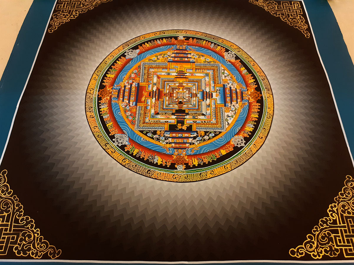 Tibetan Buddhism Ritual Kalachakra Mandala Rainbow Canvas Cloth Thangka Hand Painting Art Nepal free