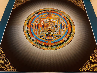 Tibetan Buddhism Ritual Kalachakra Mandala Rainbow Canvas Cloth Thangka Hand Painting Art Nepal free