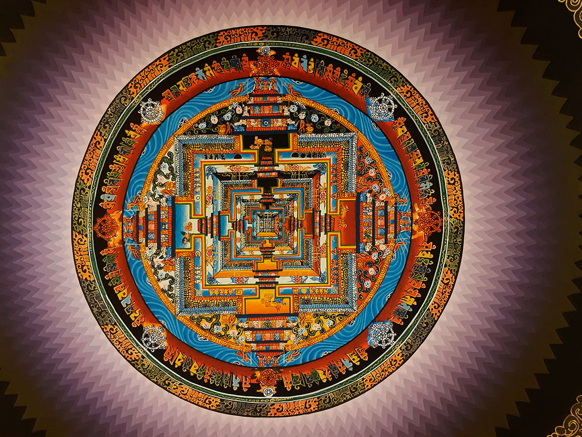 Tibetan Buddhism Canvas Cloth Ritual Kalachakra Mandala Rainbow Thangka Lama Hand Painting Art Nepal free