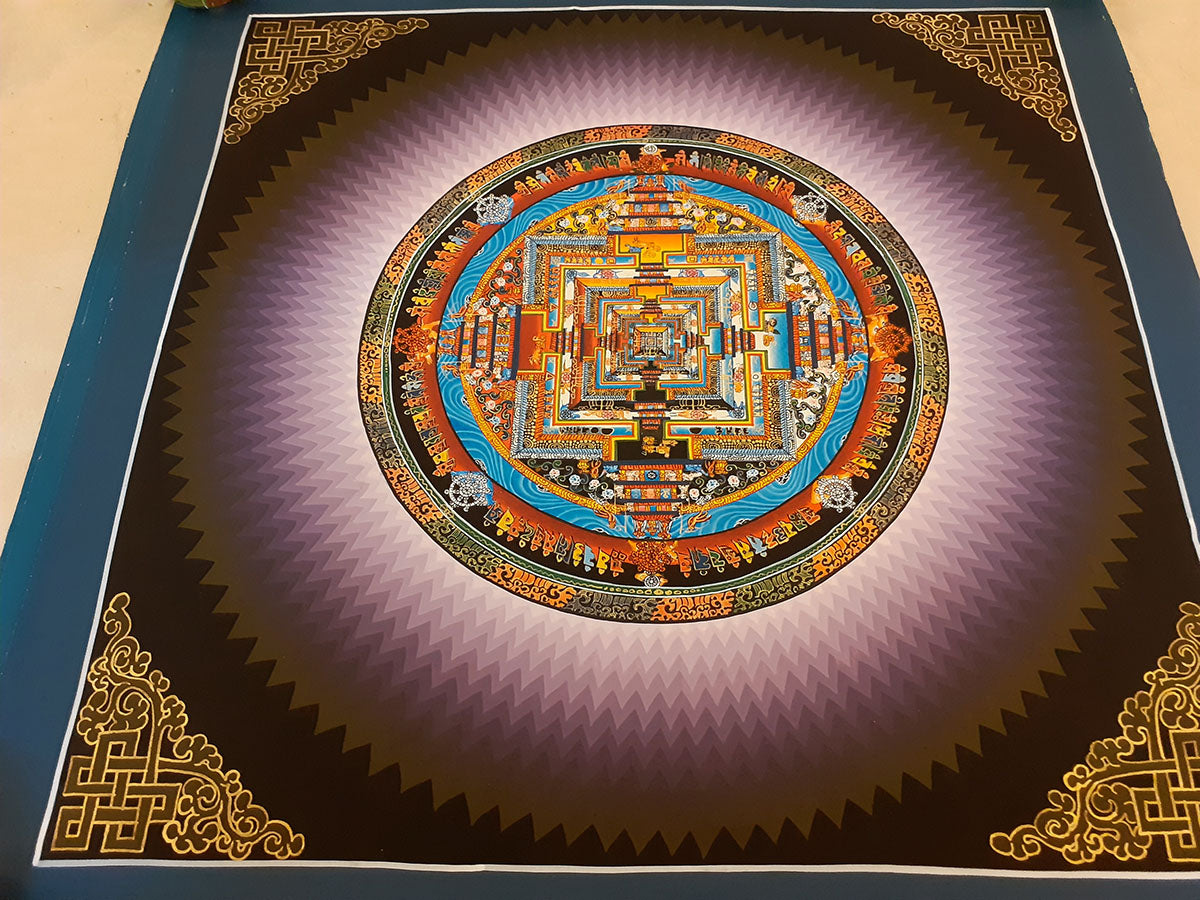 Tibetan Buddhism Canvas Cloth Ritual Kalachakra Mandala Rainbow Thangka Lama Hand Painting Art Nepal free