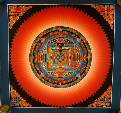 Tibetan Buddhism Ritual Kalachakra Mandala Rainbow Thangka Canvas Cloth Hand Painting Nepal free