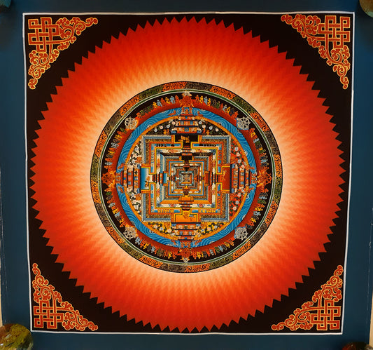 Tibetan Buddhism Ritual Kalachakra Mandala Rainbow Thangka Canvas Cloth Hand Painting Nepal free