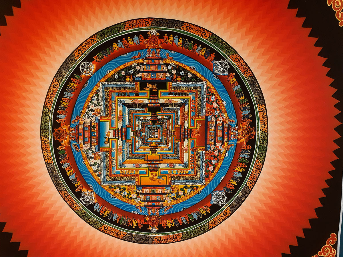Tibetan Buddhism Ritual Kalachakra Mandala Rainbow Thangka Canvas Cloth Hand Painting Nepal free