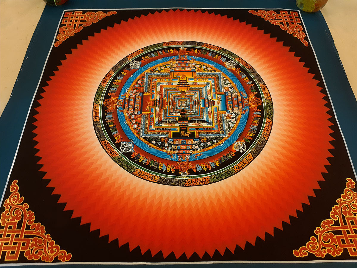 Tibetan Buddhism Ritual Kalachakra Mandala Rainbow Thangka Canvas Cloth Hand Painting Nepal free