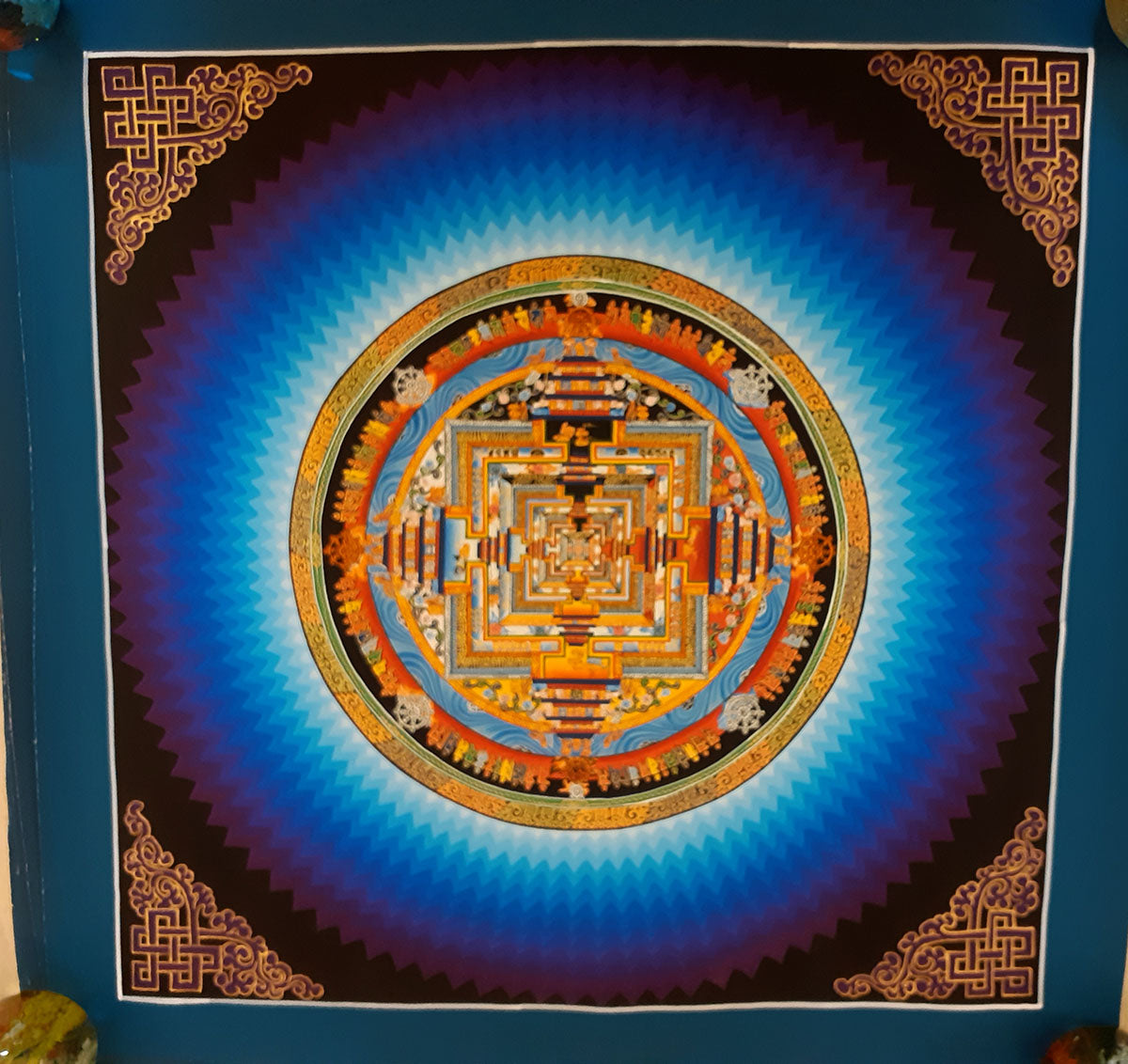 Tibetan Buddhism Ritual Kalachakra Mandala Canvas Cloth Thangka Hand Painting Nepal free