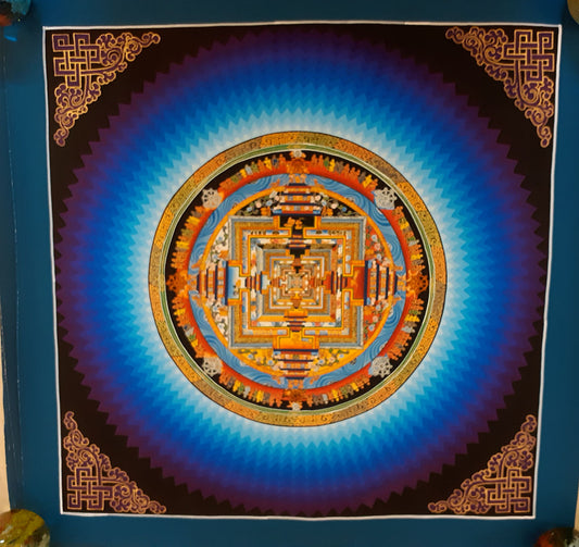 Tibetan Buddhism Ritual Kalachakra Mandala Canvas Cloth Thangka Hand Painting Nepal free