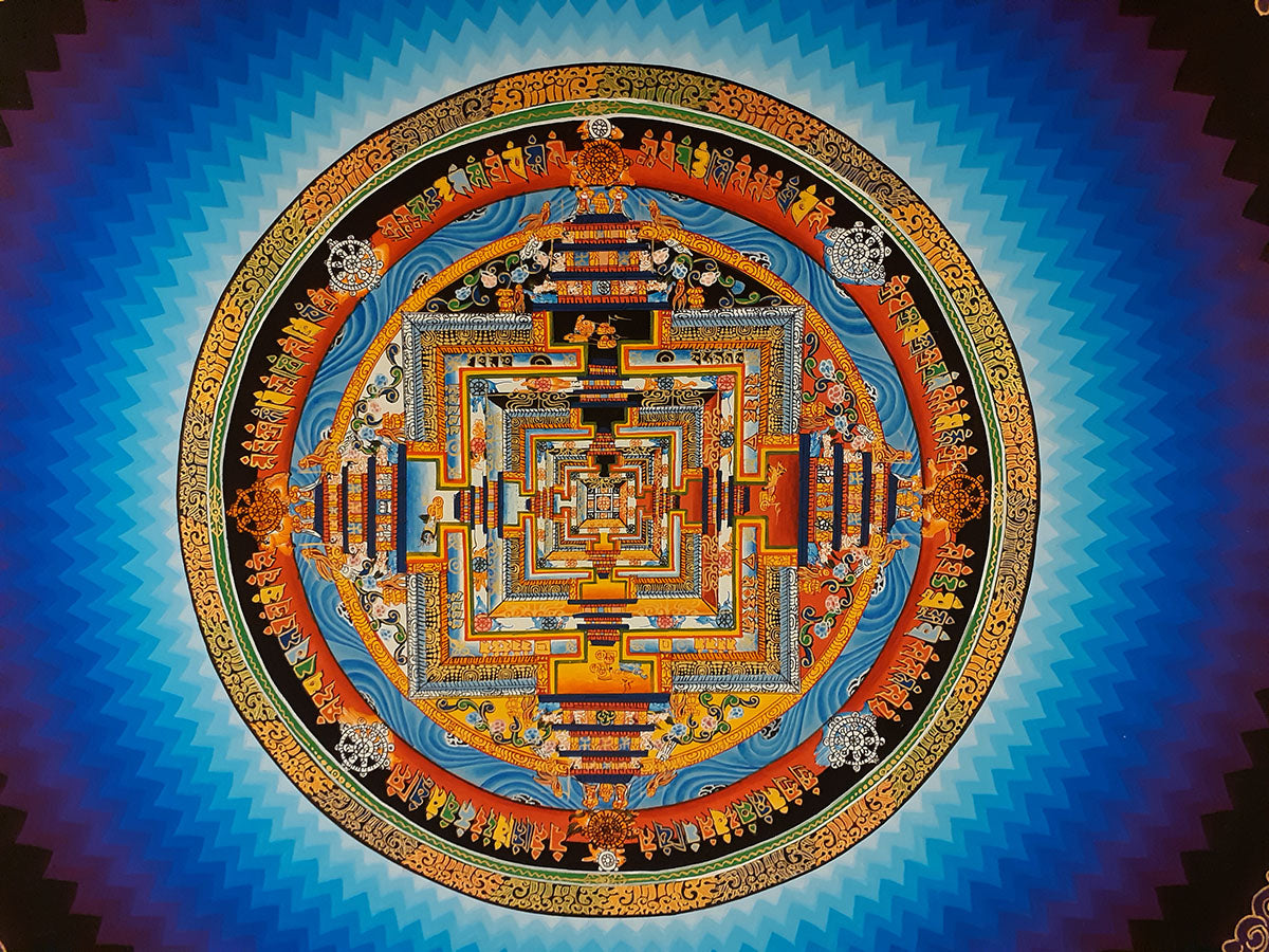 Tibetan Buddhism Ritual Kalachakra Mandala Canvas Cloth Thangka Hand Painting Nepal free