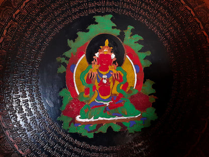 Hand Painting Lord Vajrasattva  Om Mantra Itching Copper Wall hanging Mandala Nepal free