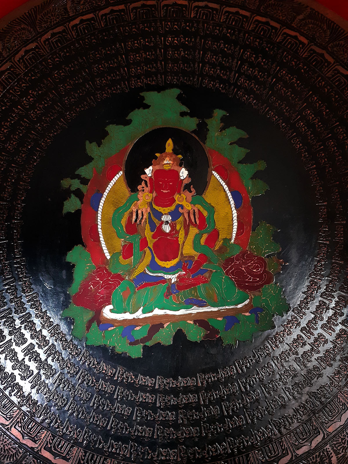 Hand Painting Lord Vajrasattva  Om Mantra Itching Copper Wall hanging Mandala Nepal free