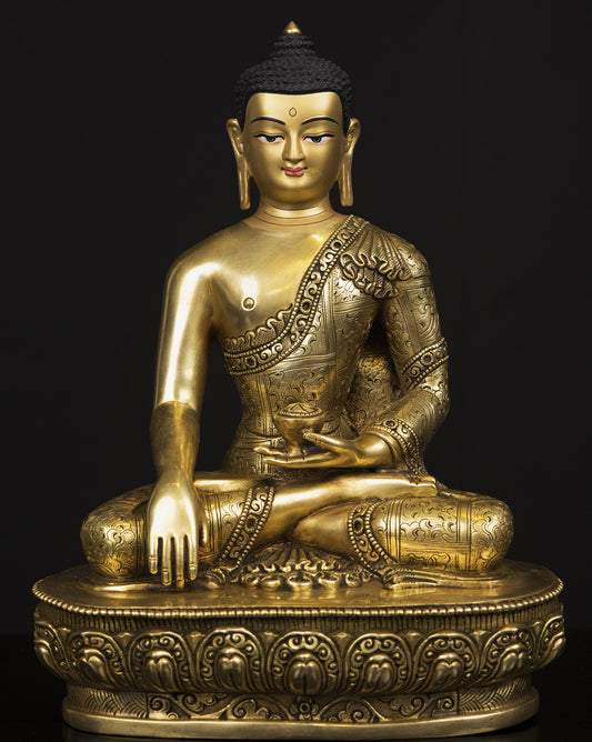 Tibetan Buddhism Lord Shakyamuni Buddha Gold Face Hand Painting Gold Plated Hand Carving Copper Statue Sculpture Figure Nepal free